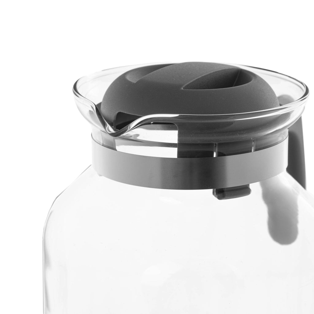 KADAX Brocca in vetro per tè e caffè da 1,5 l, resistente al calore, con coperchio, colore grigio.