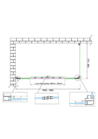 Box doccia 6 mm H 190 parete fissa e porta a 4 ante con apertura centrale MISURA 77,5-80 ANTA FISSA + PORTA 183-188 