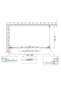 Box doccia 6 mm H 190 parete fissa e porta a 4 ante con apertura centrale MISURA 77,5-80 ANTA FISSA + PORTA 203-208 