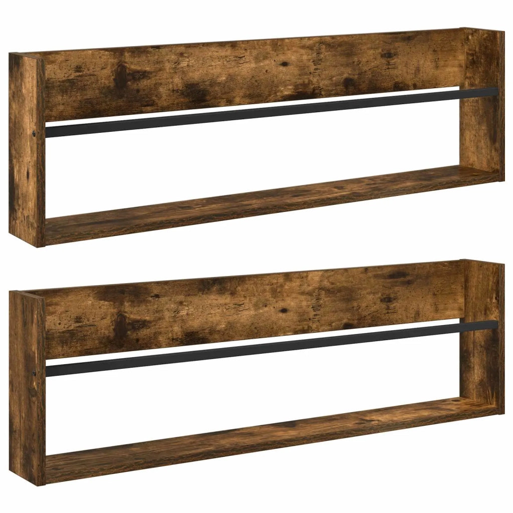 Scaffale per riviste 2 pcs Rovere fumé 100 x 12 x 30 cm