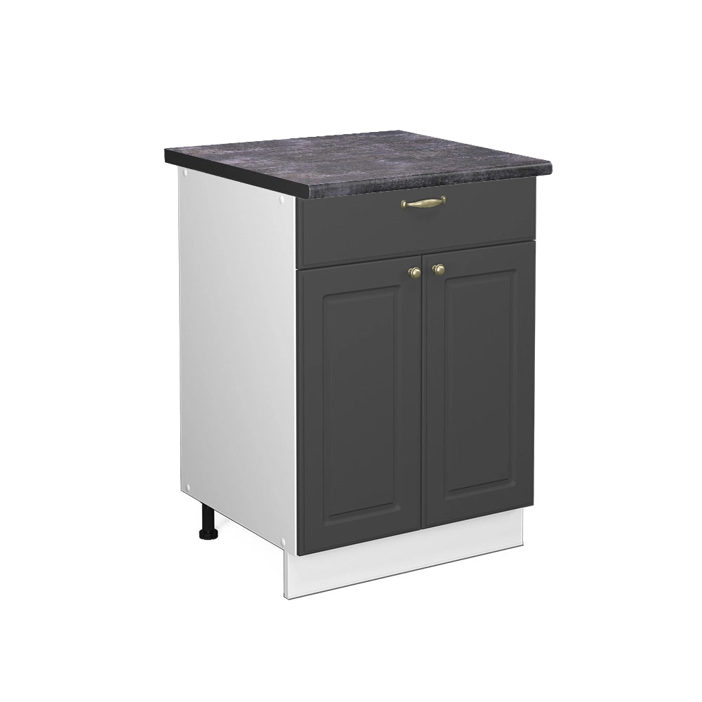 Mobiletto base per cucina Fame-Line Oro-antracite rustico/Bianco 60 cm con cassetto, PL Antracite Vicco