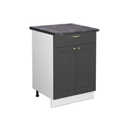 Mobiletto base per cucina Fame-Line Oro-antracite rustico/Bianco 60 cm con cassetto, PL Antracite Vicco