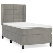 Letto singolo | Letto per adulti | Giroletto a Molle con Materasso Grigio Chiaro 80x200 cm Velluto