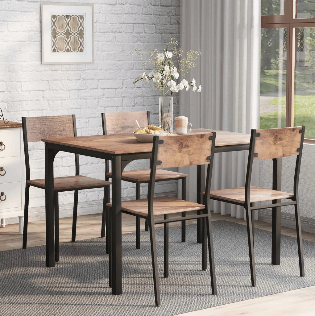 TAVOLO DA PRANZO Set da 5 pezzi 108x65 cm Marrone con 4 sedie