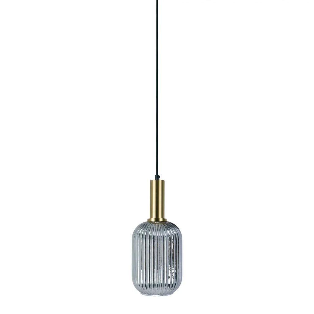 LÚZETE - SOSPENSIONE 1 LUCE ABAT-JOUR FUMÉ SPECCHIATO E27 SHELBY