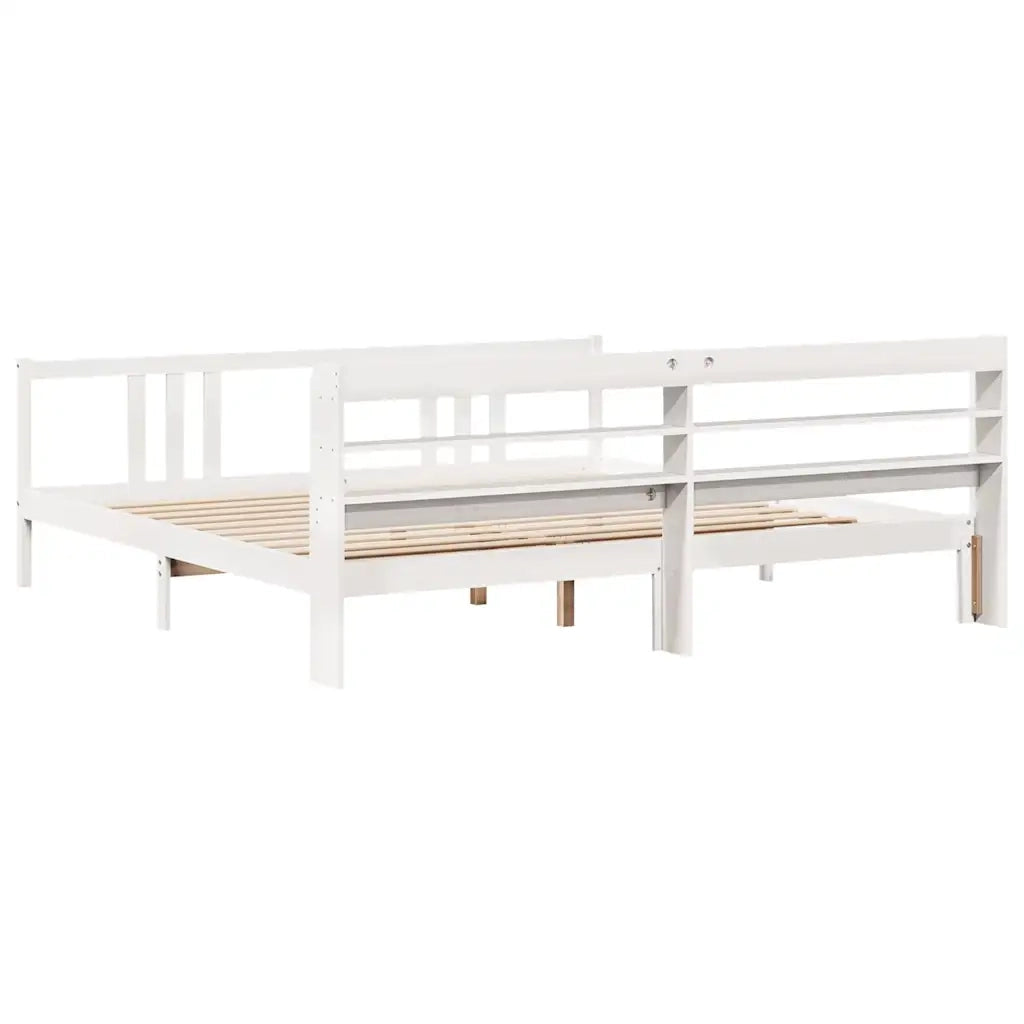 Giroletto con Testiera senza Materasso Bianco 200x200 cm