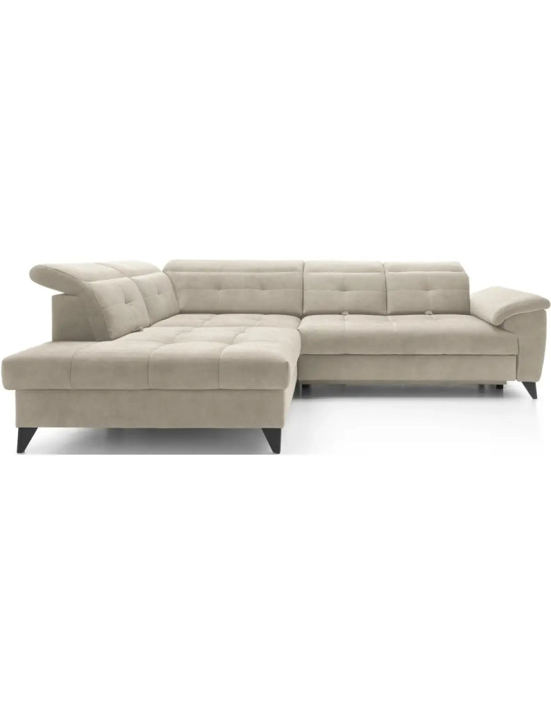 Divano ad angolo Beige 5 posti angolo sinistro con contenitore integrato INFERNO