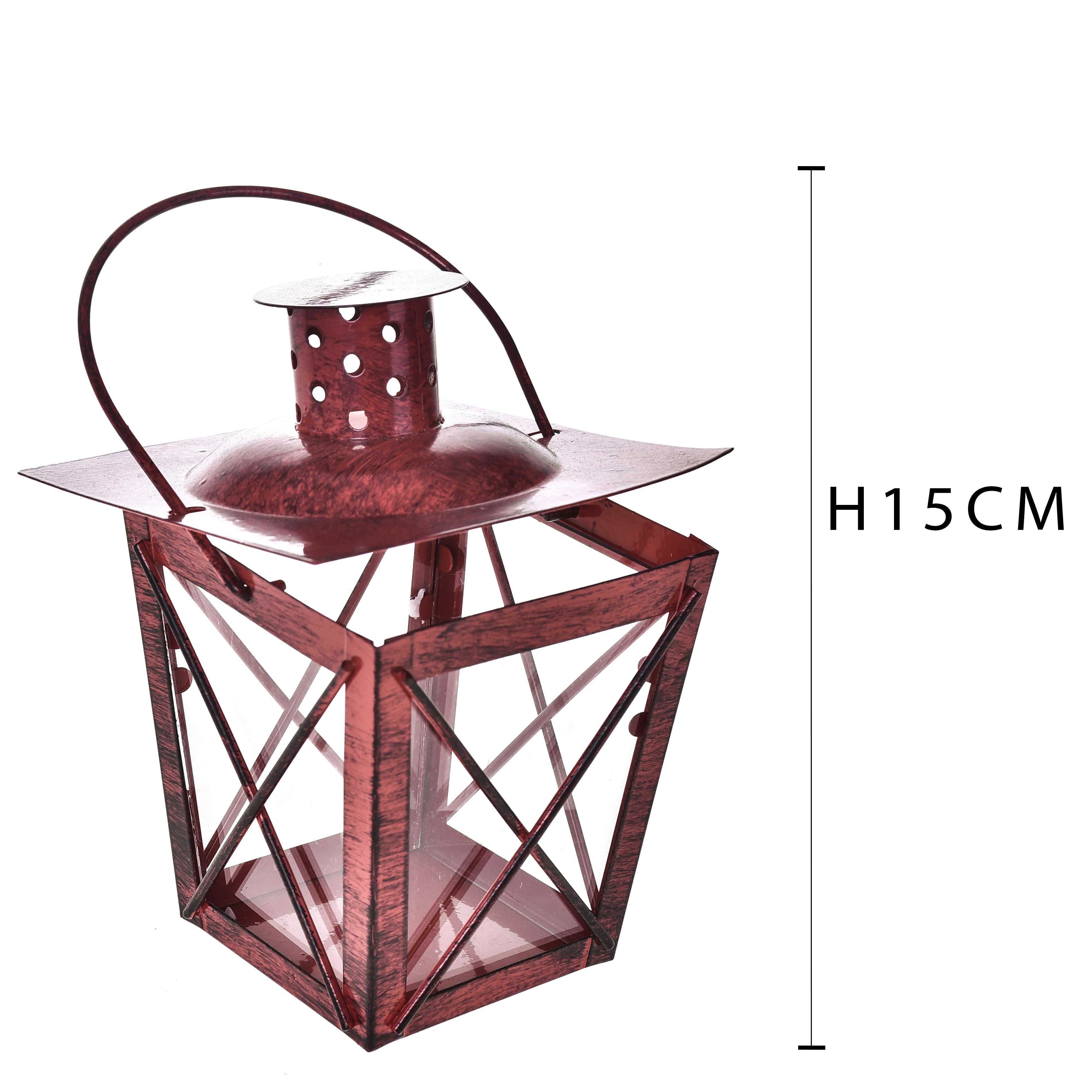 Set 4 Lanterne Quadrata in Metallo H 15 cm