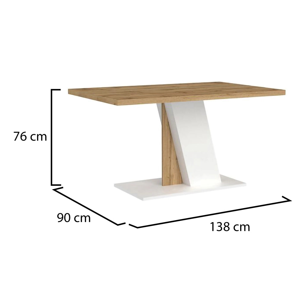 Livani, Tavolo Fisso 6 Posti, 138x90x76h cm Marrone Rovere Nodi
