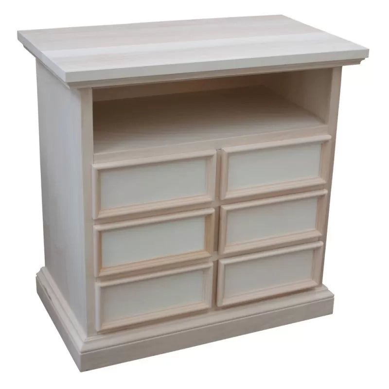 Porta tv 6 cassetti 1 vano a giorno legno grezzo 83x47x84 (715) - Mobili 2G