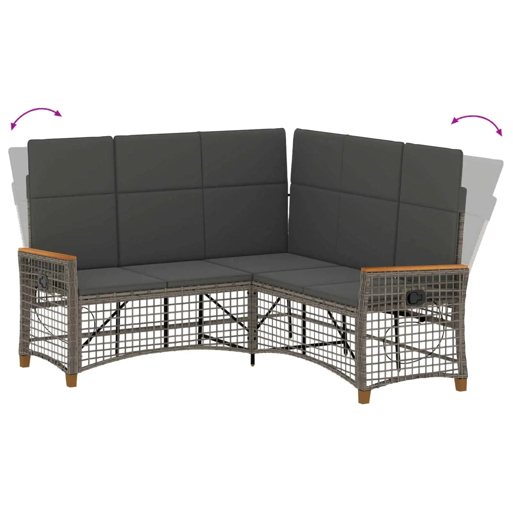 Set di Divani Recliner da Giardino | Set Salotto da Giardino Grigio e Grigio Scuro