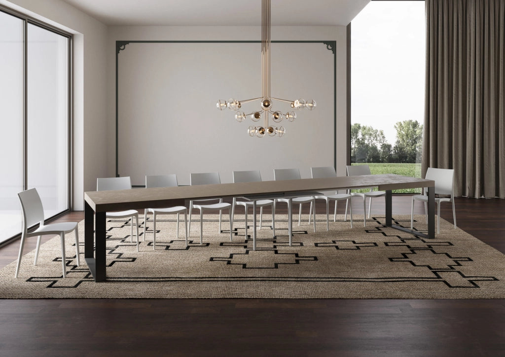 Tavolo allungabile 200/460x90 cm Tecno tortora gambe antracite
