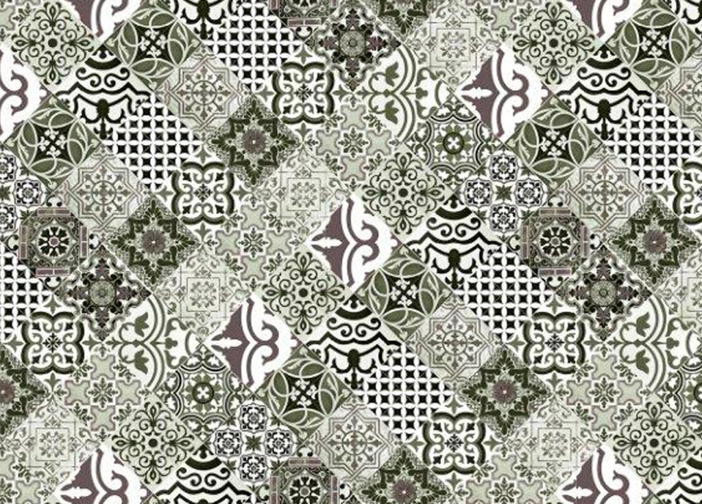 Tappeto Passatoia Cucina Antiscivolo Sottolavello Digitale Dis. Maiolica Grigio - 50x140 - Grigio