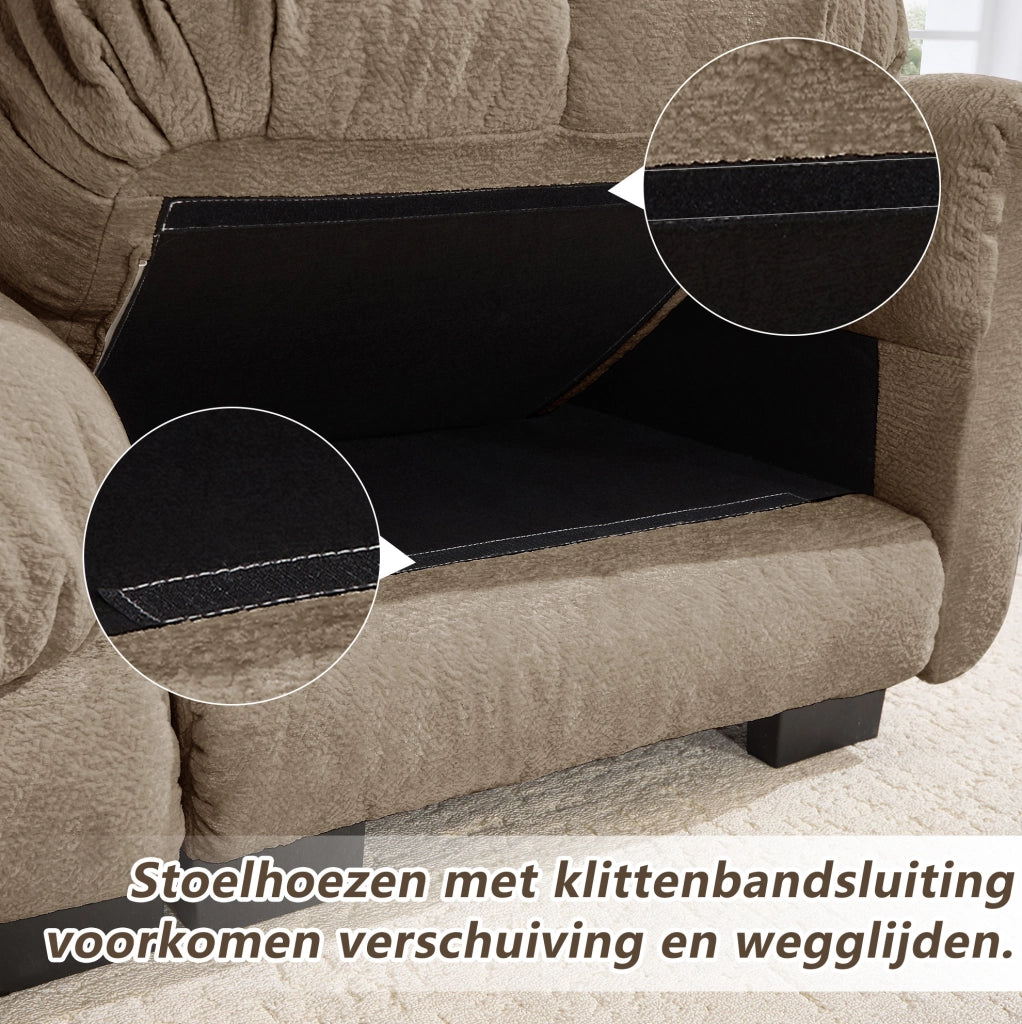 Divano 2 posti in Chenille marrone con pouf mobile, design modulare a U, imbottitura spessa e confortevole