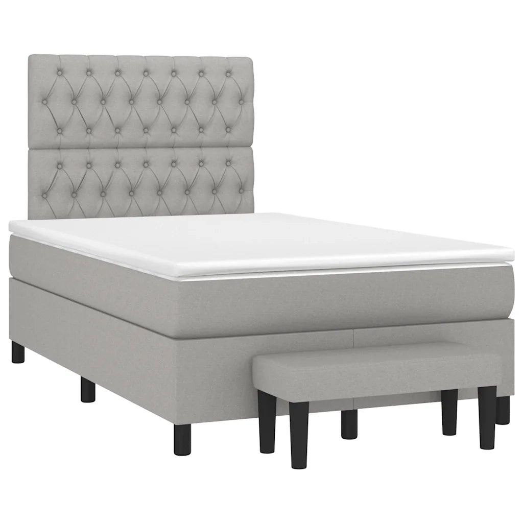 Giroletto a Molle con Materasso Grigio Chiaro 120x190cm Tessuto