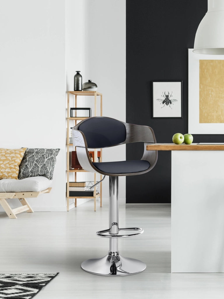 Sgabello Kingston in Similpelle nero/grigio