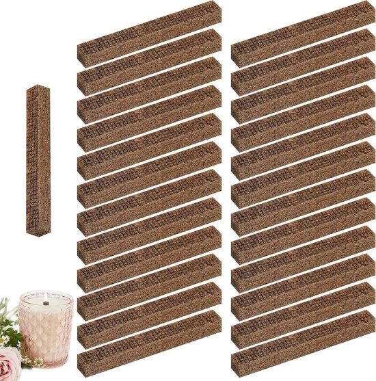 Set di Candelabri in Legno con Base Metallica - Pacchetto da 10 - 1 x 1 x 9 cm