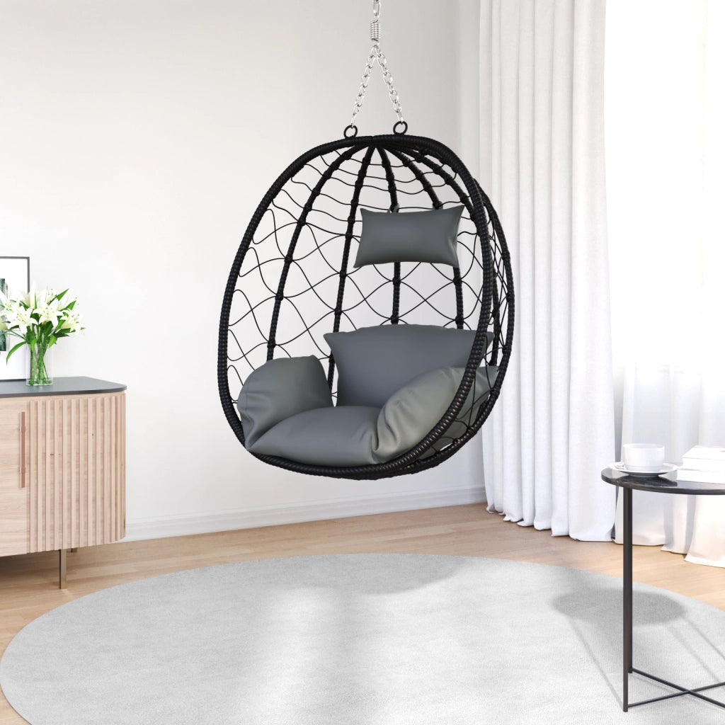 Cesto per Sedia a Uovo Appesa senza Staffa in Rattan Tecnologico Antracite