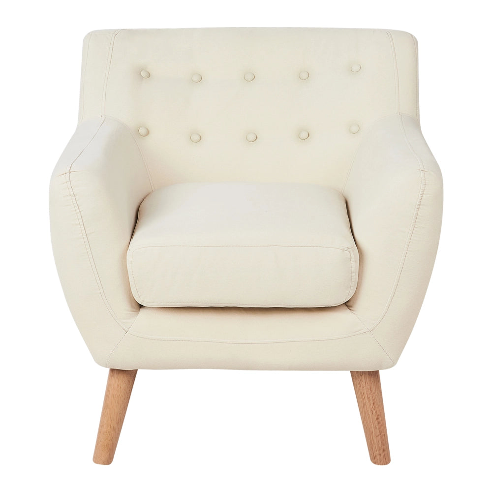 Poltrona da salotto in tessuto imbottito beige chiaro Schienale imbottito per soggiorno