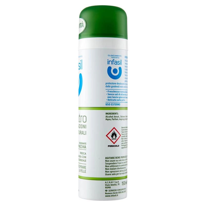 INFASIL DEODORANTE SPRAY NEUTRO SENSAZIONI NATURALI CON OLIO ESSENZIALE 150 ML