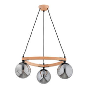 Sospensione Alfa ADINA legno chiaro sfere fumo 3xE14