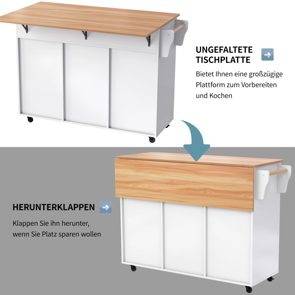 Carrello da cucina bianco con piano ribaltabile