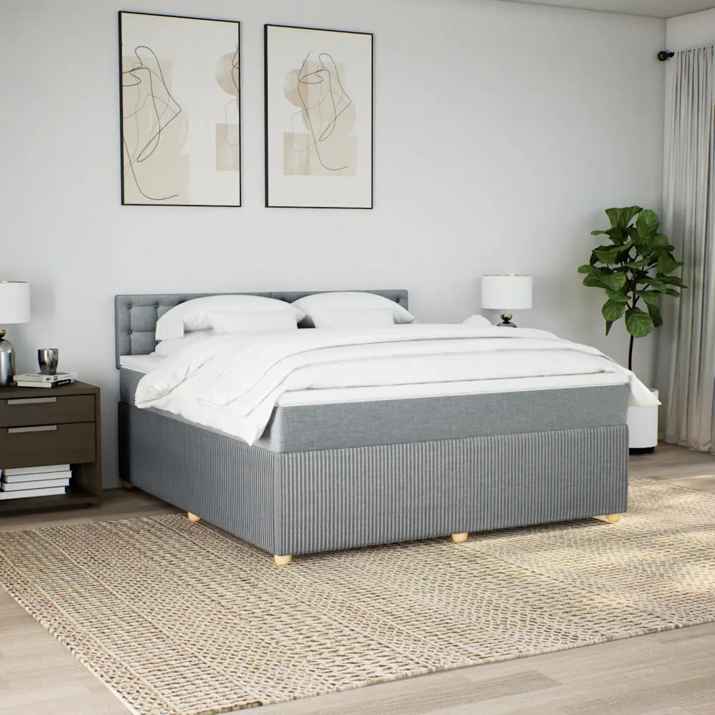 Giroletto a Molle con Materasso Grigio Chiaro180x200 cm Tessuto 3289849