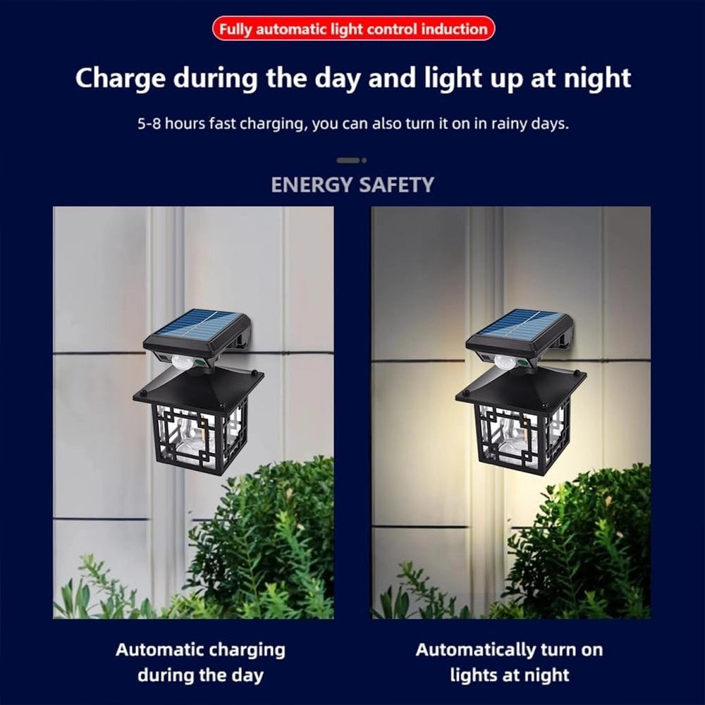 Trade Shop - Luce Solare Da Esterno Sensore Movimento Ip65 Lampada Da Parete Giardino Cortile -