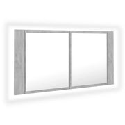 Armadietto a Specchio con Luci LED-Mobiletto a specchio Grigio Cemento in Acrilico 594947