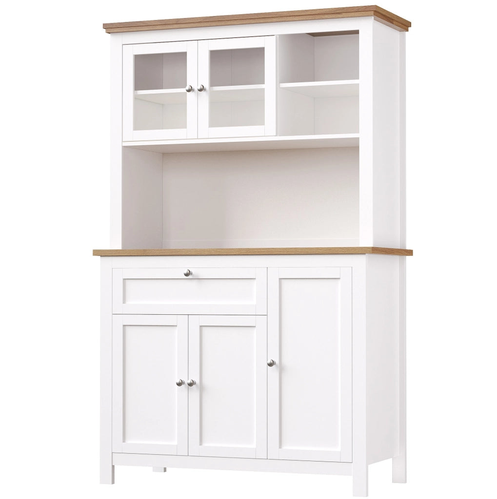 Credenza alta 104x40x180 cm con LED controllata da app; ripiani regolabili; MDF; bianco