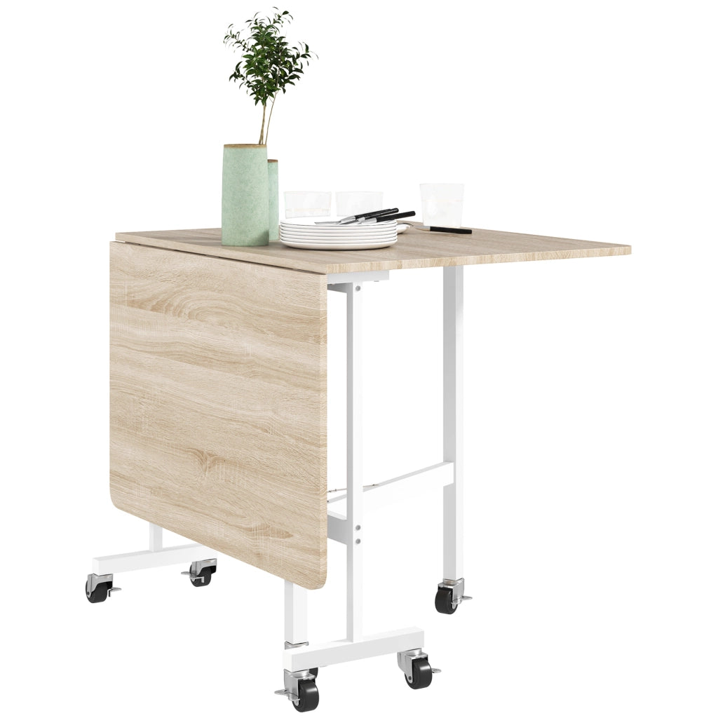 Tavolo da pranzo allungabile pieghevole con ruote ¨C zephmum ¨C rovere 120x80x73 cm