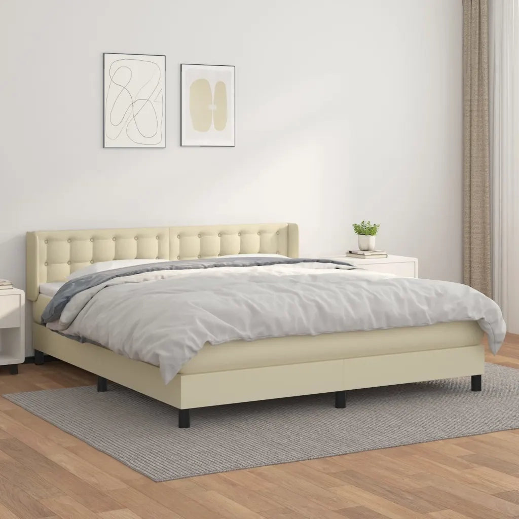 vidaXL Giroletto a Molle con Materasso Crema 180x200 cm in Similpelle