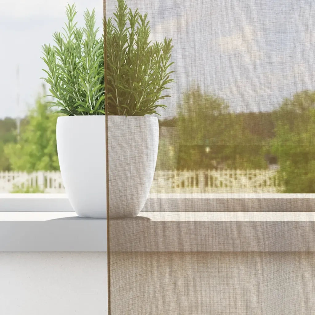 Tende in Voile con Occhielli 2 pz Marrone Chiaro