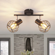 ZMH Faretto da soffitto 2 Luci Nero E14 Metall Orientabile Moderni per Soggiorno Cucina Corridoio Senza Lampadina
