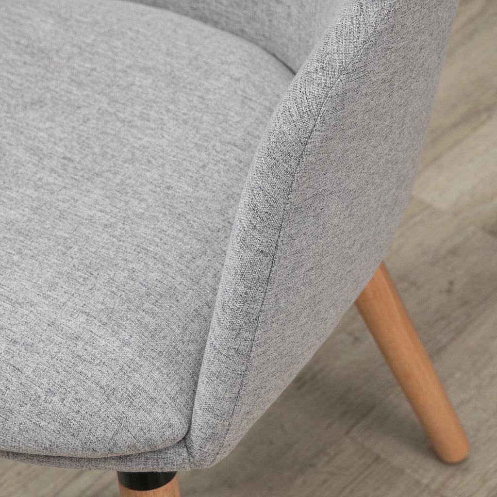 Sedia da Pranzo Imbottita in Tessuto Grigio con Gambe in Legno ¨C Minimal ¨C 57x56x72