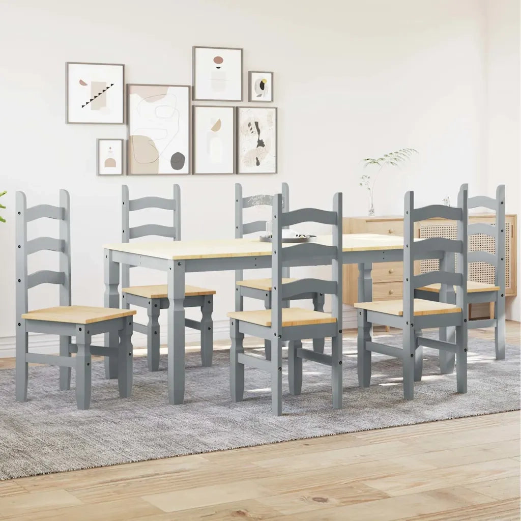 Set da Pranzo 7 pz PANAMA Grigio in Legno Massello di Pino 3345213
