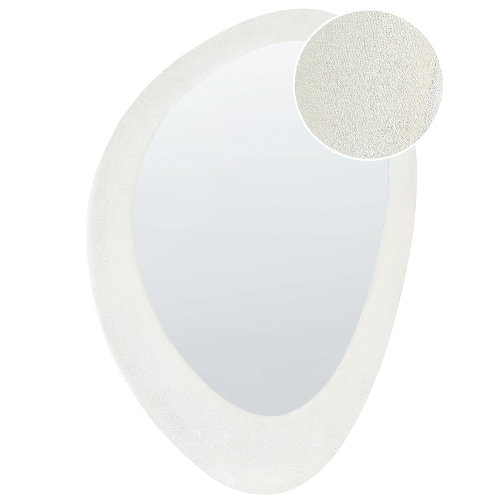 Specchio da parete in MDF bianco con cornice in vetro 60 x 90 cm Forma irregolare Decorativo a parete Pezzo d'arredo in stile moderno