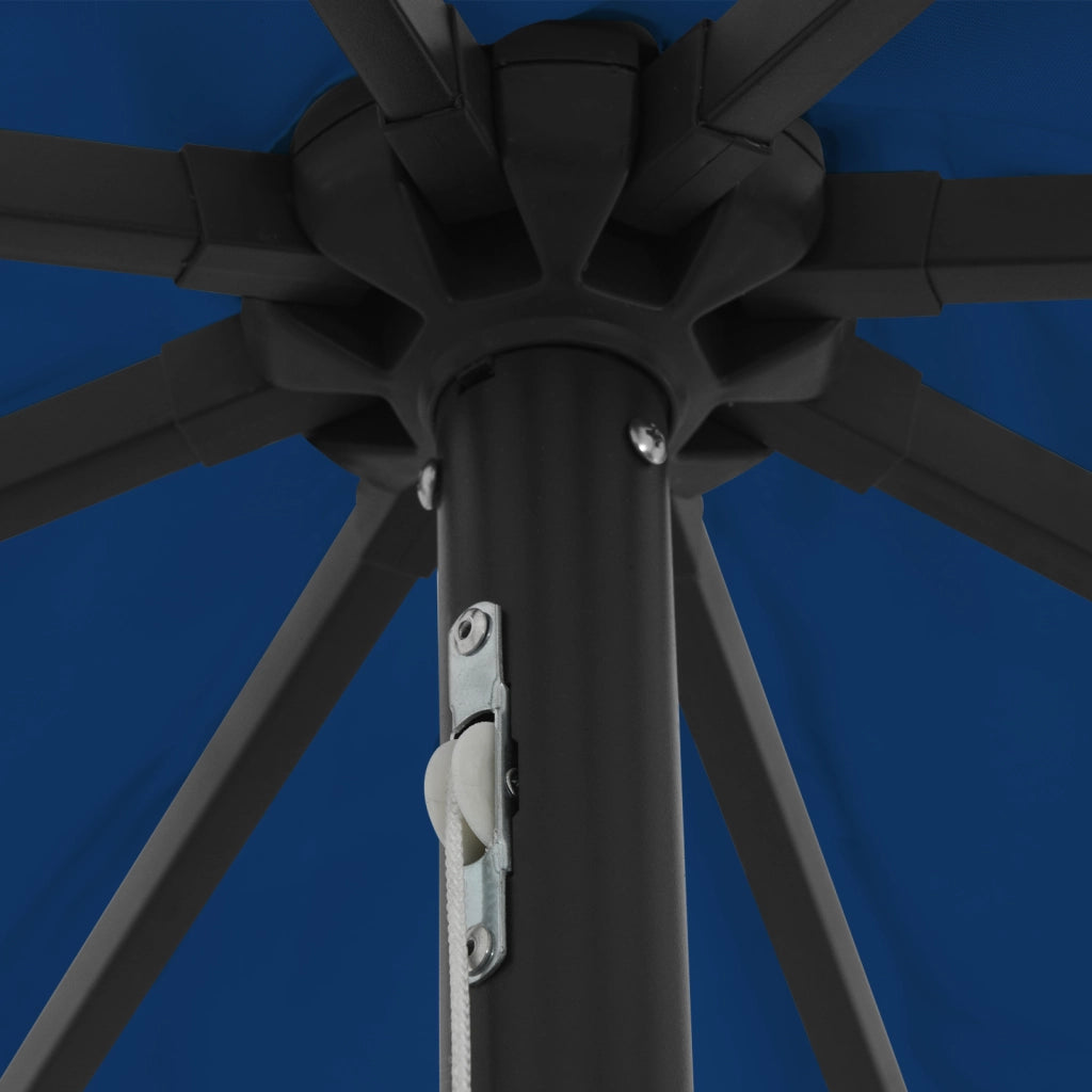 Parasol da Giardino  con Luci LED Ã˜395x245 cm Blu Azzurro