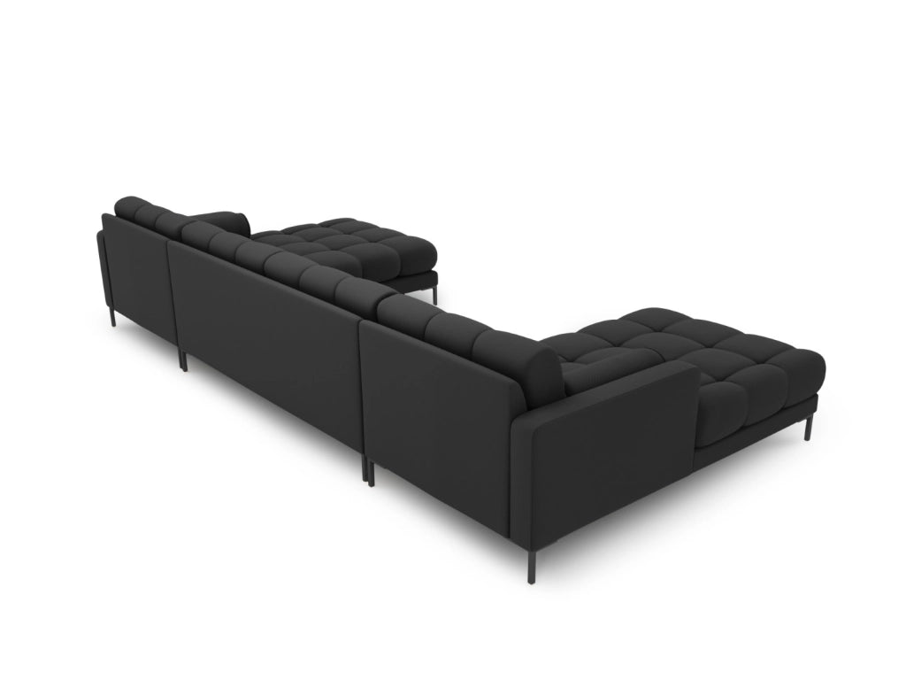 Cosmopolitan Design - Divano panoramico "Bali" 7 posti in tessuto strutturato grigio scuro 