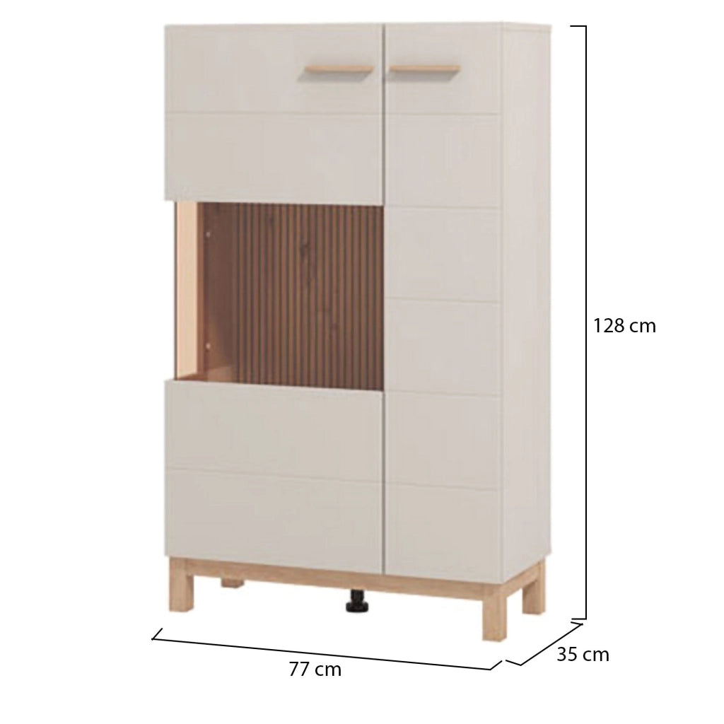 Mobile Espositore Mezzago, Vetrina 2 Ripiani, 77x35x127.5h cm Beige