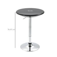Tavolo Rotondo da Bar con Piano Girevole, Altezza Regolabile con Leva a Gas e Base in Acciaio, Φ61x76-97cm, Nero