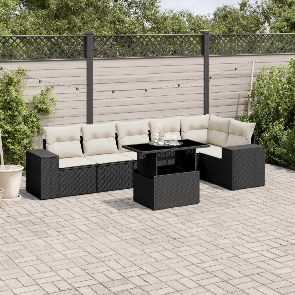 Set Divani da Giardino con Cuscini 7pz Nero Polyrattan 3269176