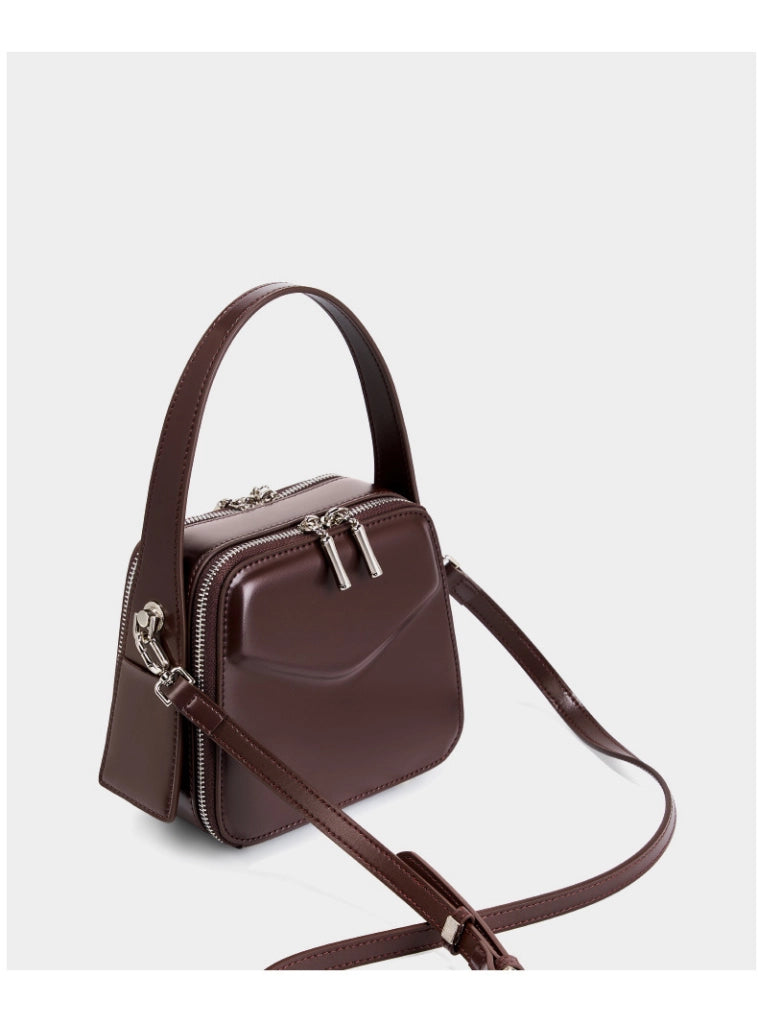 Borsa a tracolla da donna in vera pelle marrone