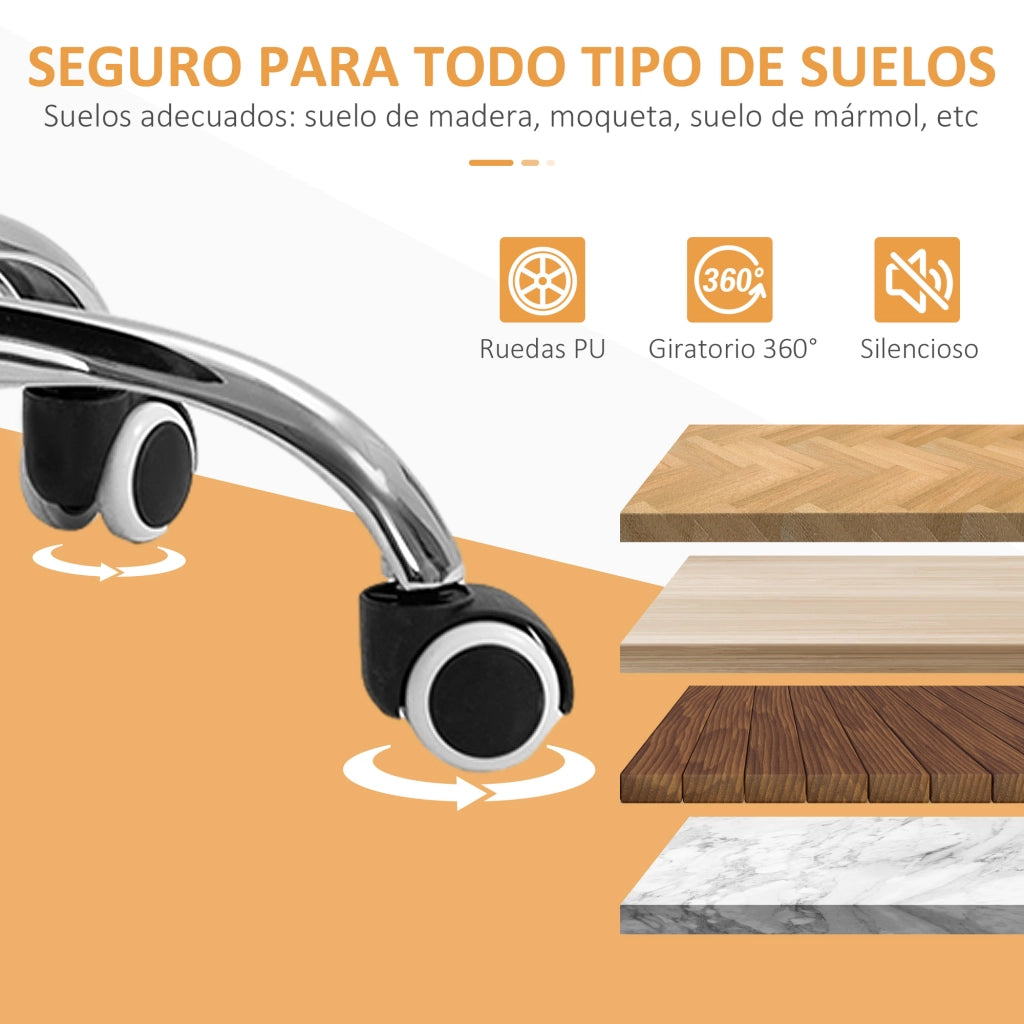 Sedia da Ufficio Girevole Imbottita in Tessuto con Altezza Regolabile ¨C zephmum ¨C Arancione 48x53x80-90 cm