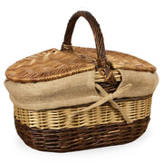 Cesto Ovale Carmen picnic in Vimini e Juta con doppio coperchio cm 44 x 35x h 38