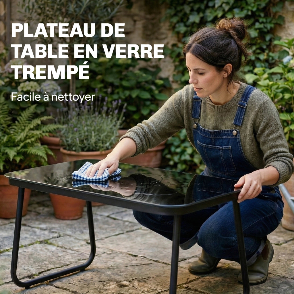 Set giardino 4 pezzi con divano, poltrone e tavolino ¨C zephmum ¨C grigio scuro e nero