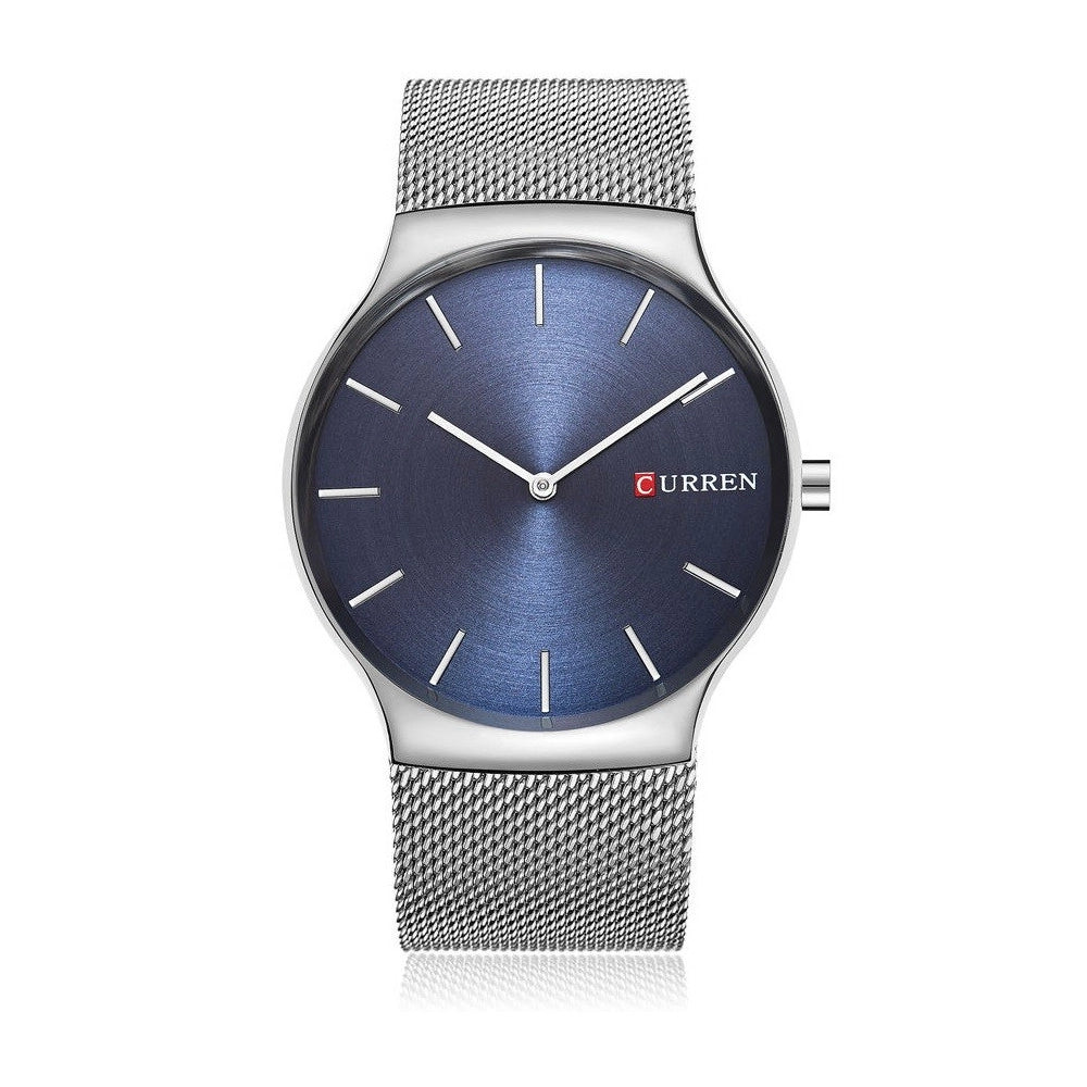 Trade Shop - Orologio Polso Curren 8256 Uomo Analogico Quarzo Maglia Silver Quad Blu -