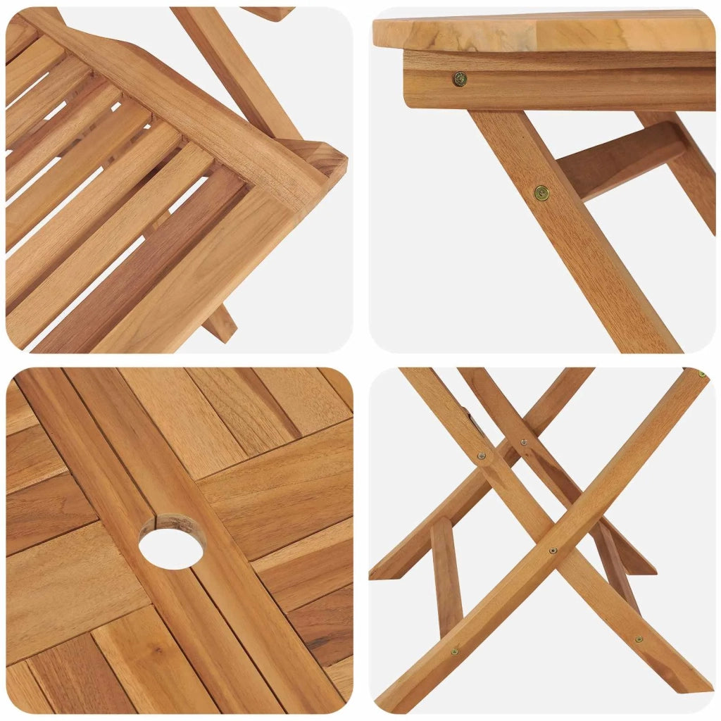 Set bistro da giardino pieghevole da 5 pezzi Naturale 3434112