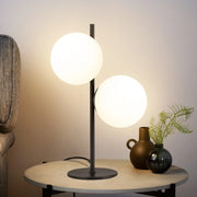 ZMH Lampada da tavolo nera vintage metallo vetro moderno E27 per soggiorno comodino