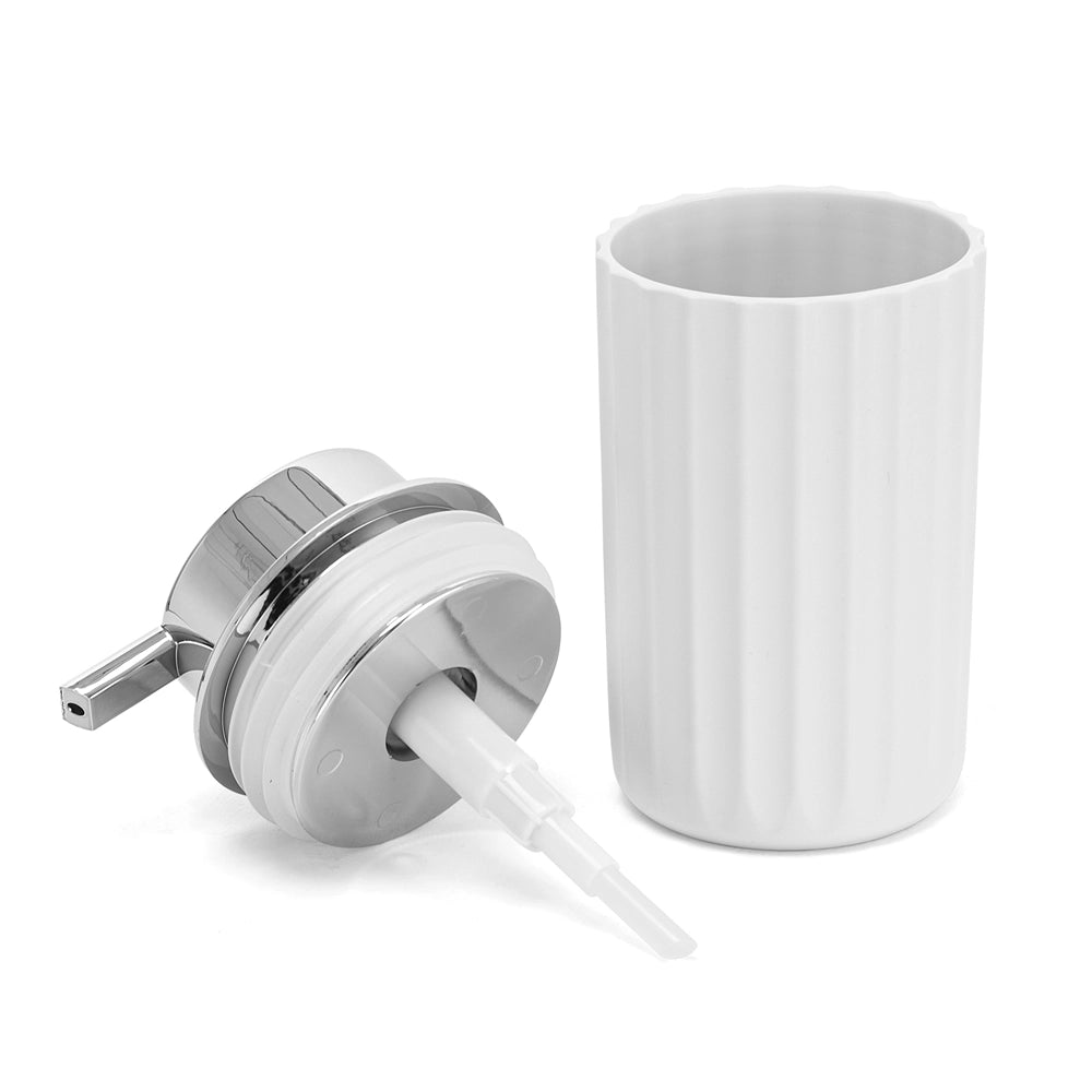 Dispenser sapone bianco con dosatore cromato in gomma termoplastica - Gummy